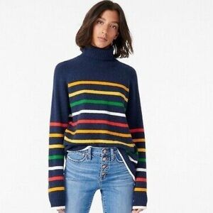 J. Crew Rainbow Striped Alpaca Blend Tall Turtleneck Sweater - Size XXS